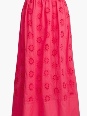 J Crew Factory Women's Pink Cotton Eyelet Midi Skirt